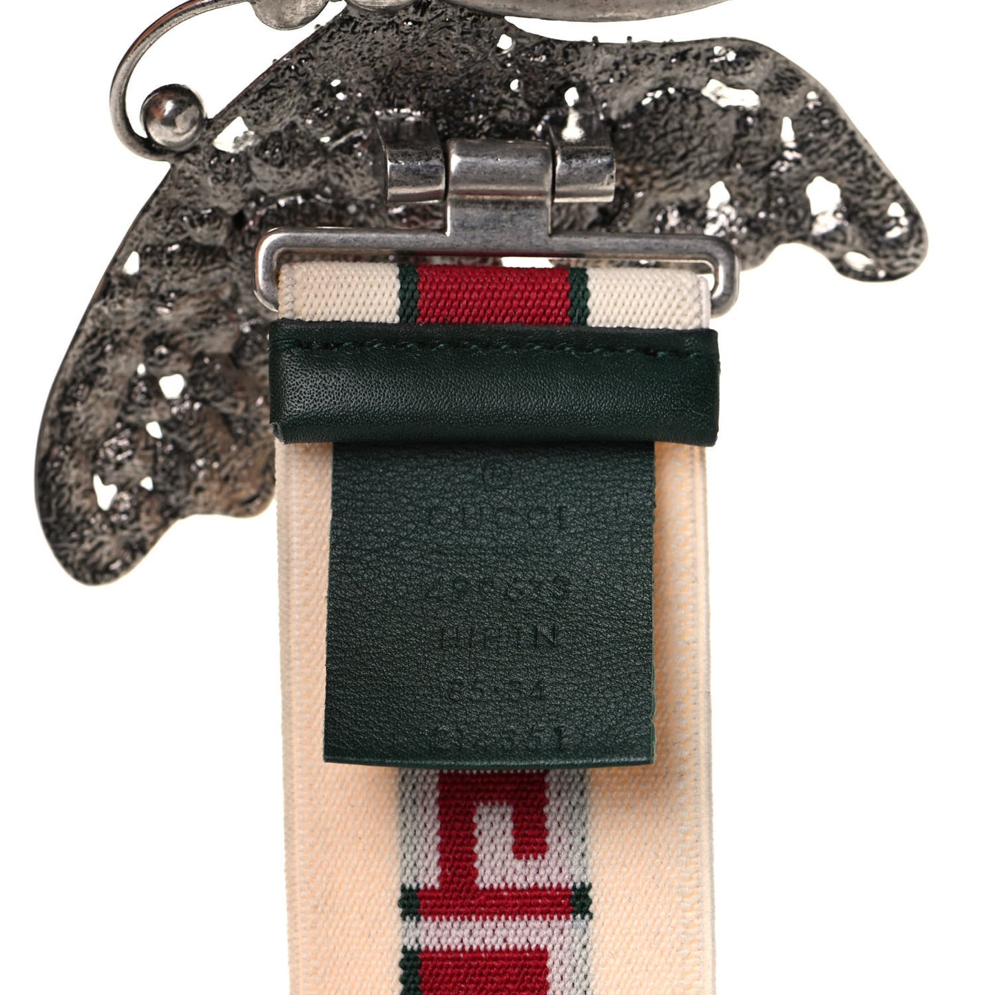 Jacquard Crystal Stripe Butterfly Belt 85 34 White