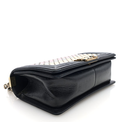 Chanel Lambskin Tile Embroidered Medium Brasserie Mosaic Boy Flap Black Multicolor 4 of 10