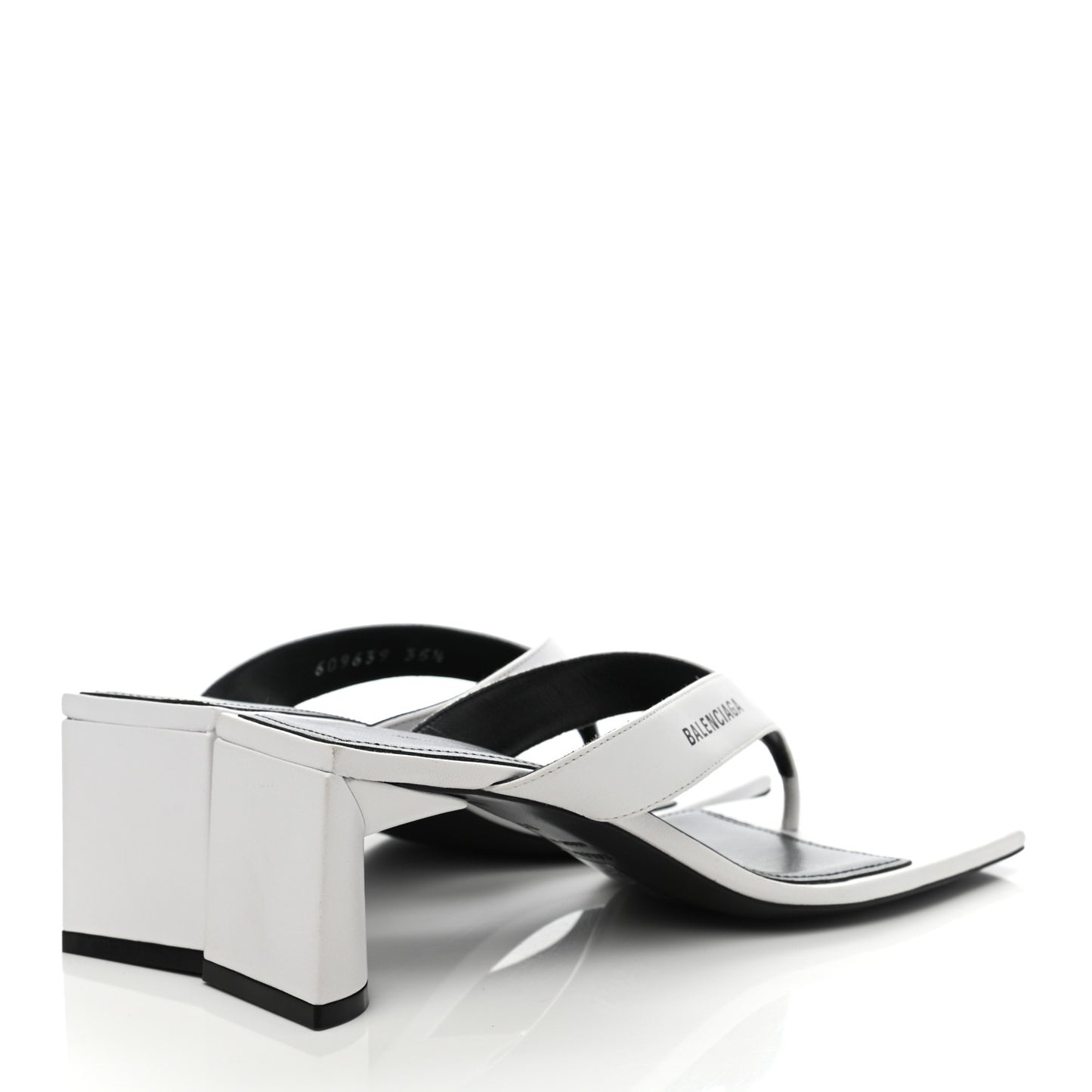 Calfskin Double Square Flat 60mm Sandals 35.5 White