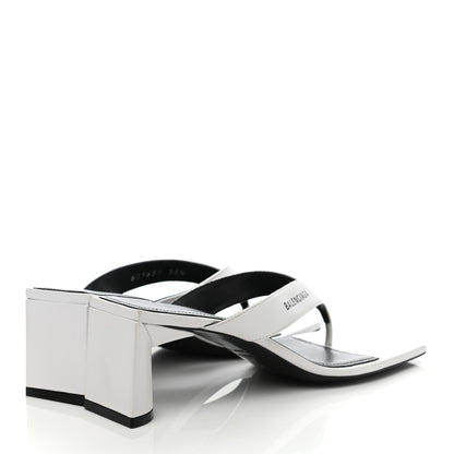 Balenciaga Calfskin Double Square Flat 60mm Sandals 35.5 White 4 of 8