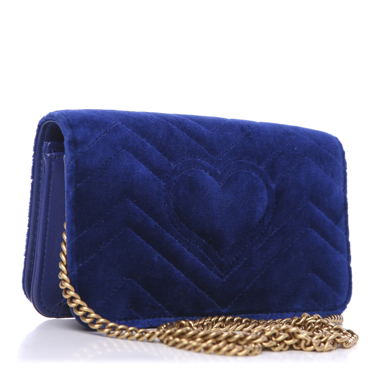 Velvet Matelasse GG Marmont Mini Bag Cobalt Blue