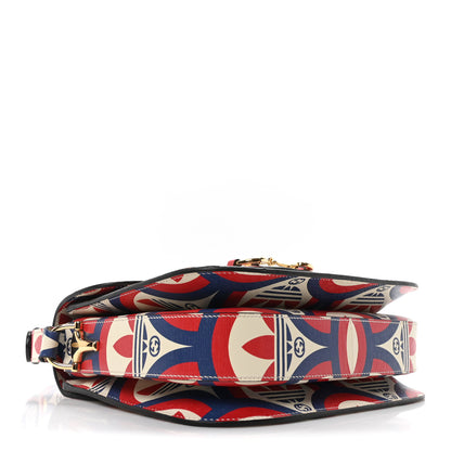 Gucci X ADIDAS Shangai Calfskin Web Trefoil Interlocking G Small Horsebit 1955 Shoulder Bag Red White Blue 4 of 10