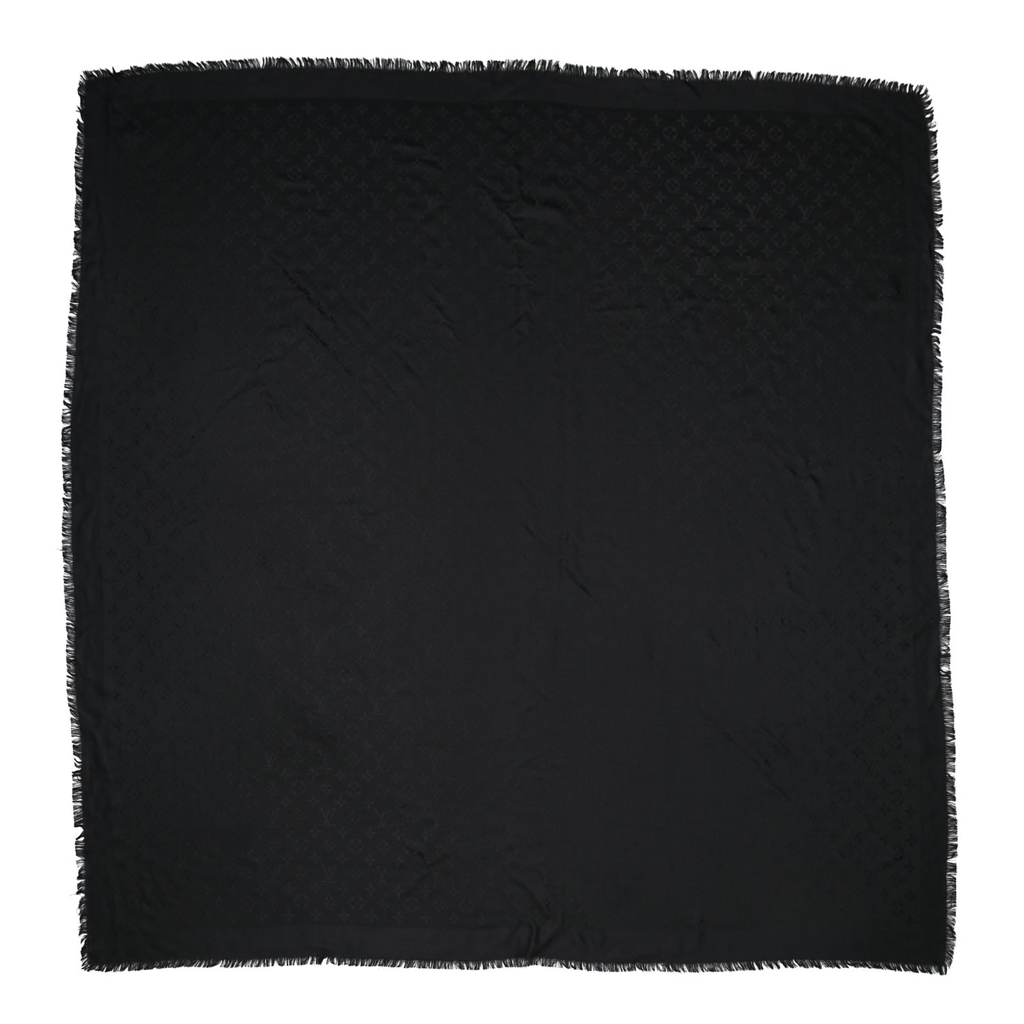 Silk Wool Monogram Shawl Black
