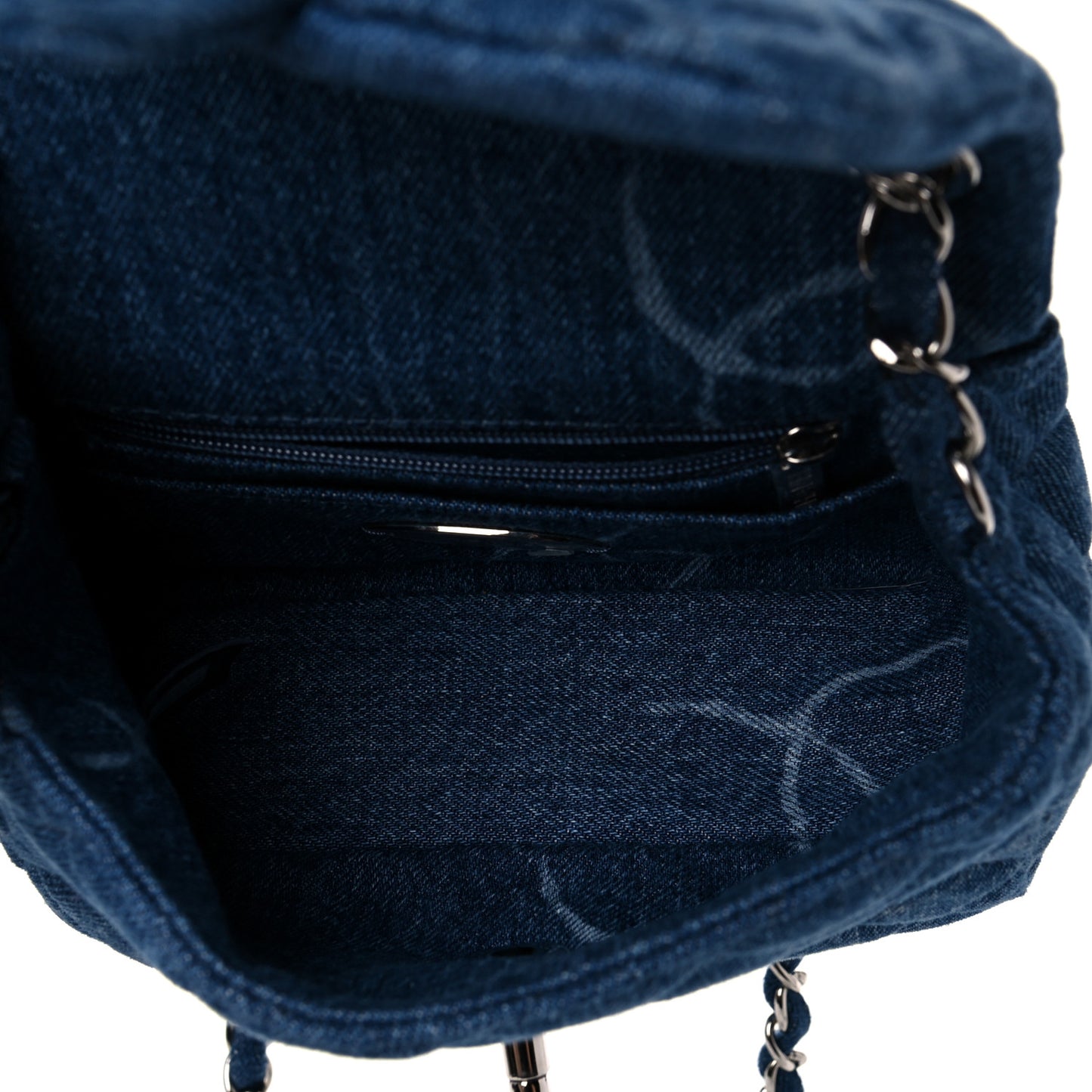 Denim CC Quilted Mini Square Flap Blue