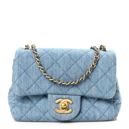 Chanel Denim Quilted Mini Pearl Crush Flap Blue 1 of 10