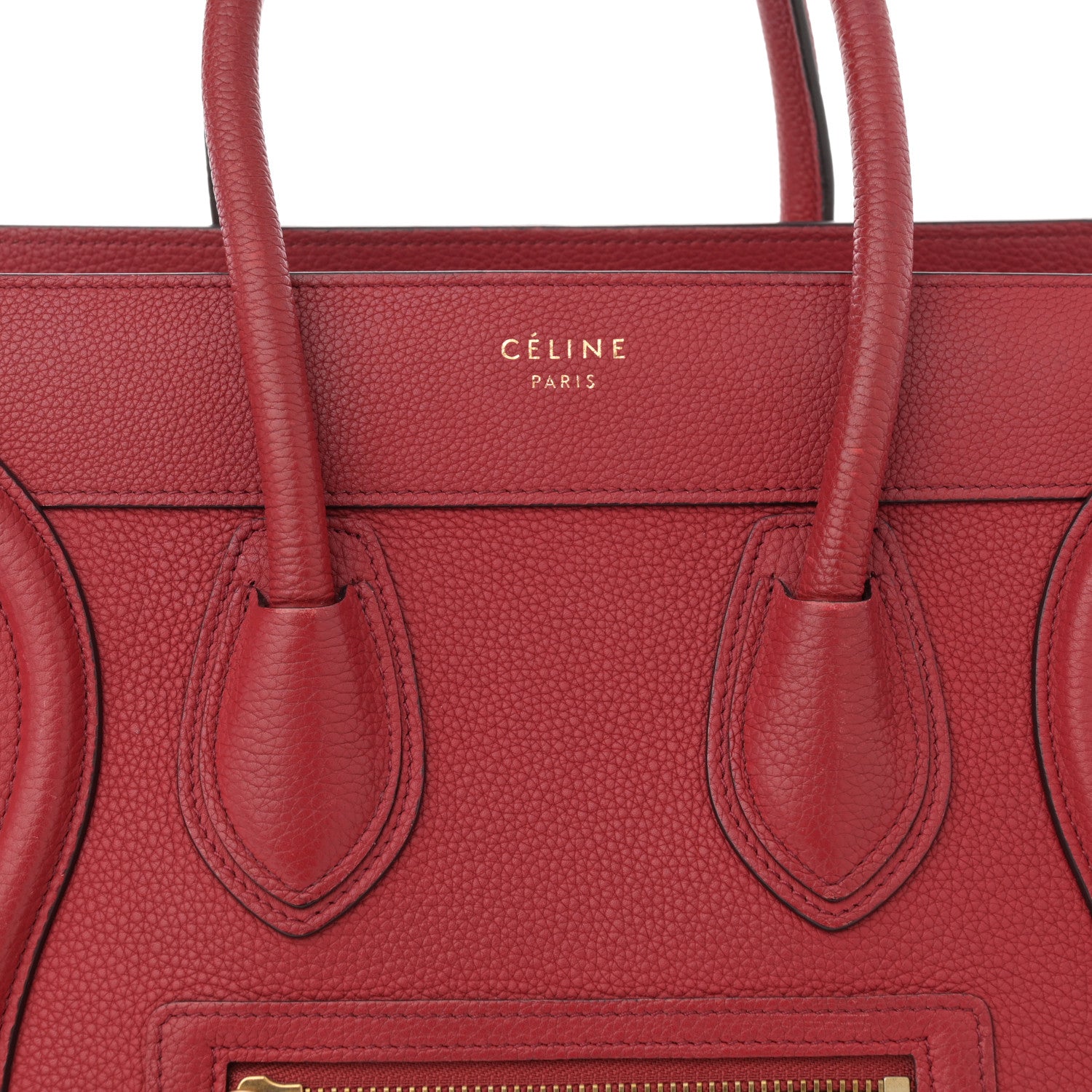 Celine Drummed Calfskin Micro Luggage Merlot 8 of 15