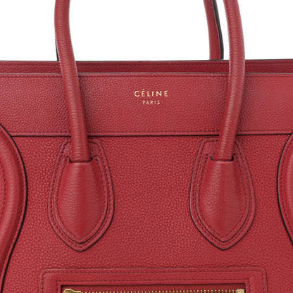 Celine Drummed Calfskin Micro Luggage Merlot 8 of 15
