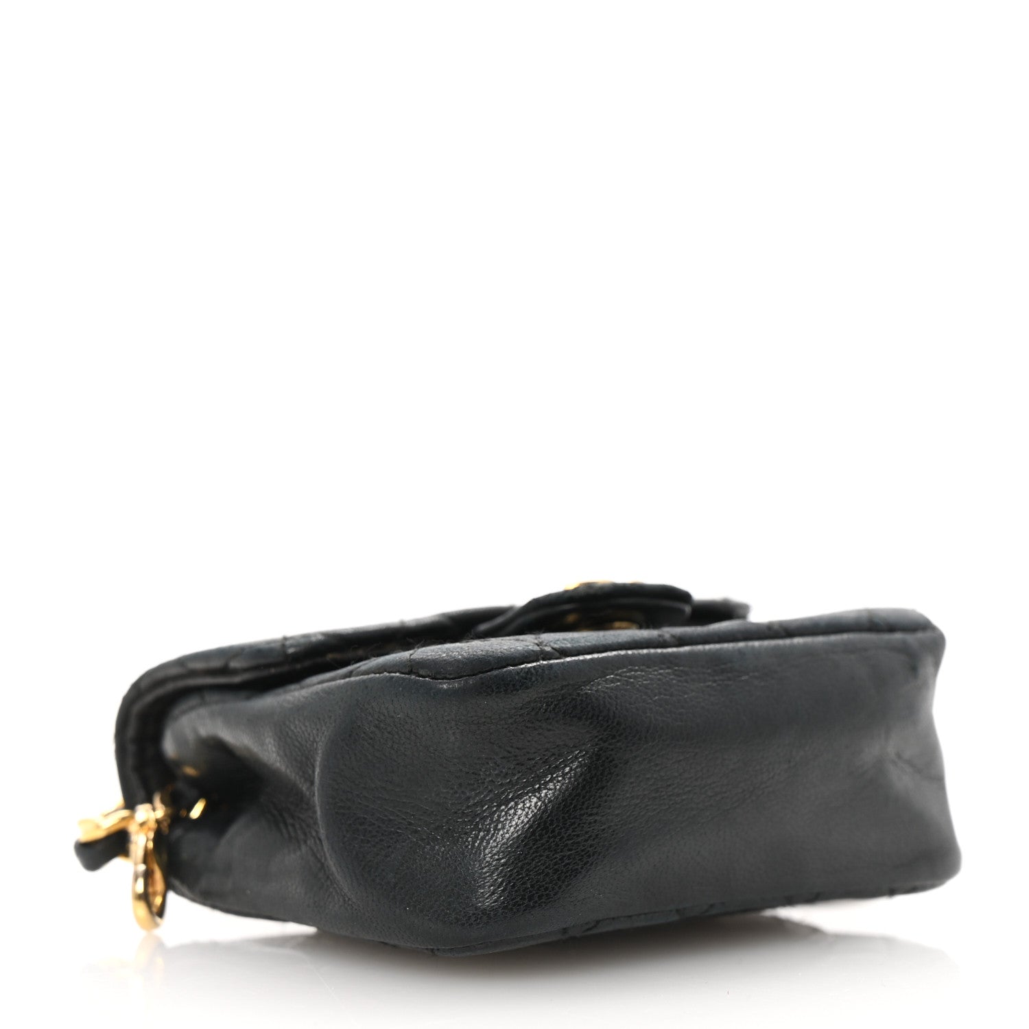 Chanel Lambskin Quilted Mini Flap Belt Bag Charm Black Black 3 of 12