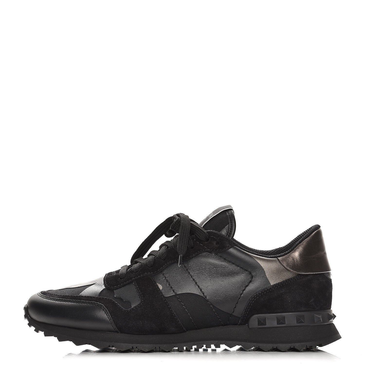 Valentino Garavani Nappa Suede Camouflage Mens Rockrunner Sneakers 42 Black Dark Rutenio 1 of 8