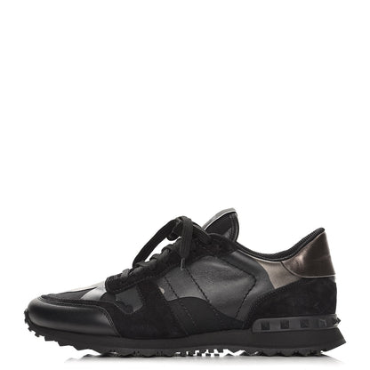 Valentino Garavani Nappa Suede Camouflage Mens Rockrunner Sneakers 42 Black Dark Rutenio 1 of 8
