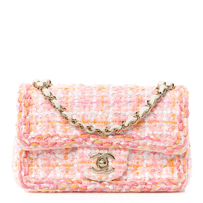 Chanel Tweed Braided Mini Rectangular Flap Pink Orange 1 of 12