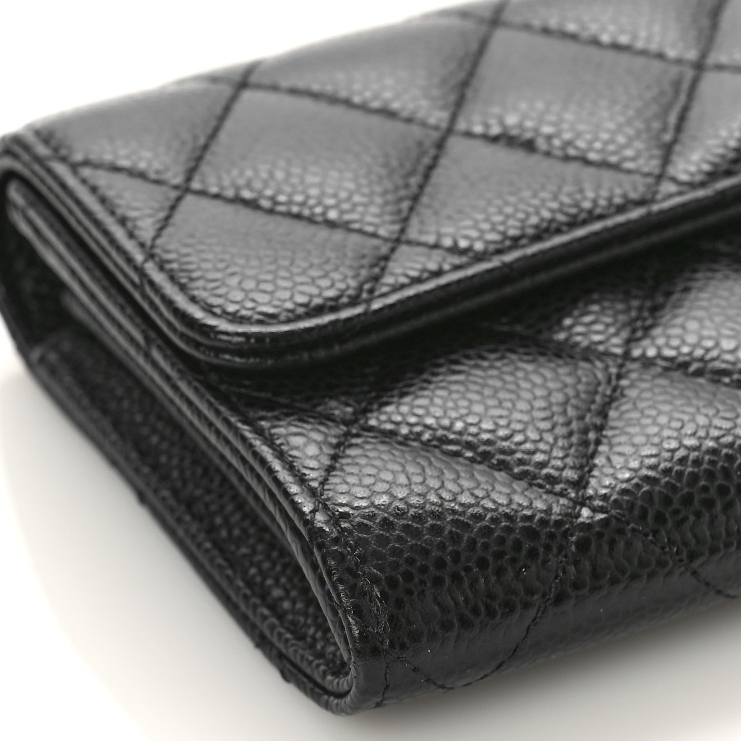 Caviar Quilted Long Flap Wallet Black
