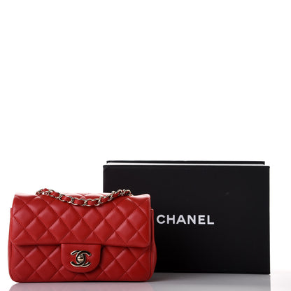 Chanel Lambskin Quilted Mini Rectangular Flap Red 10 of 10