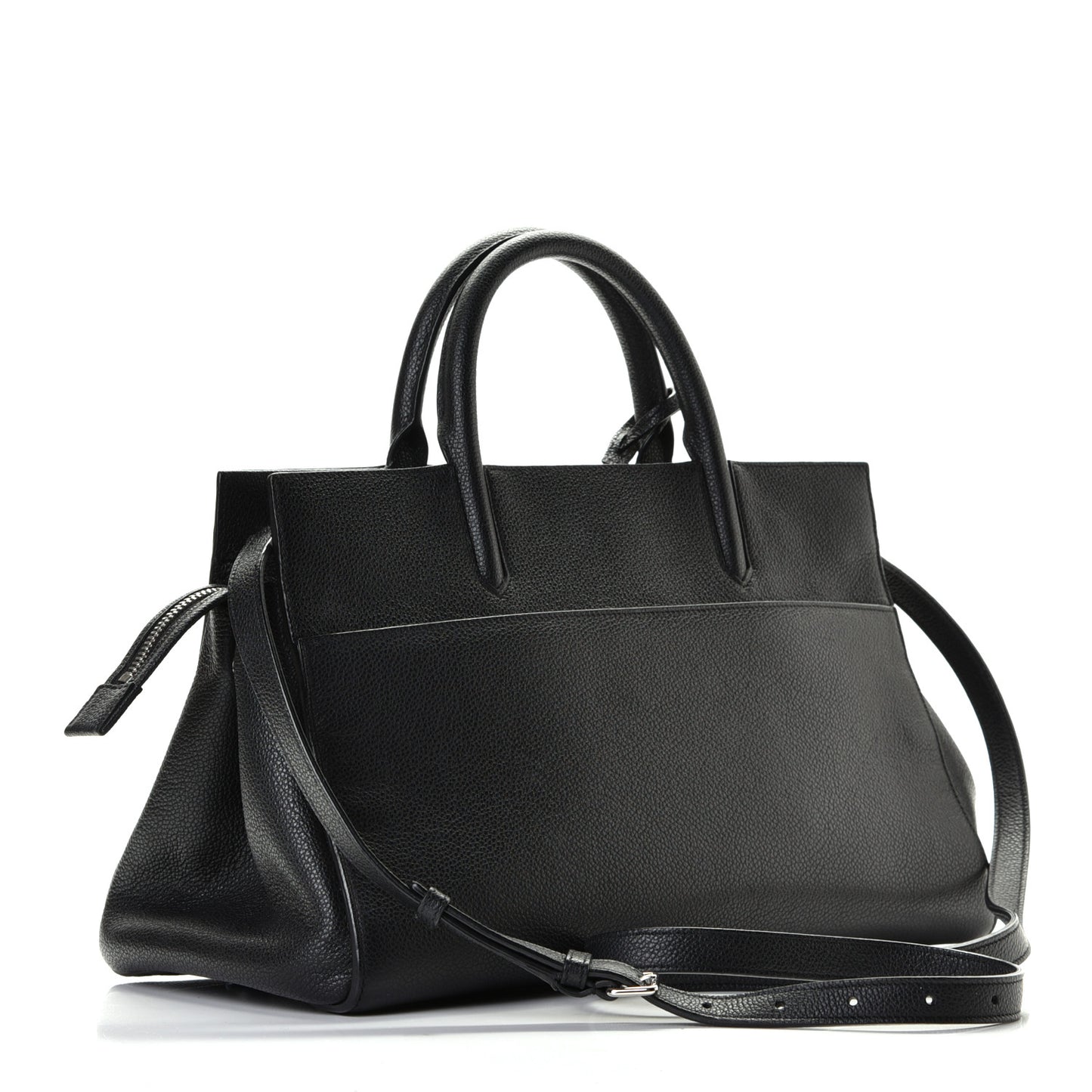 Grained Calfskin Small Cabas Rive Gauche Black