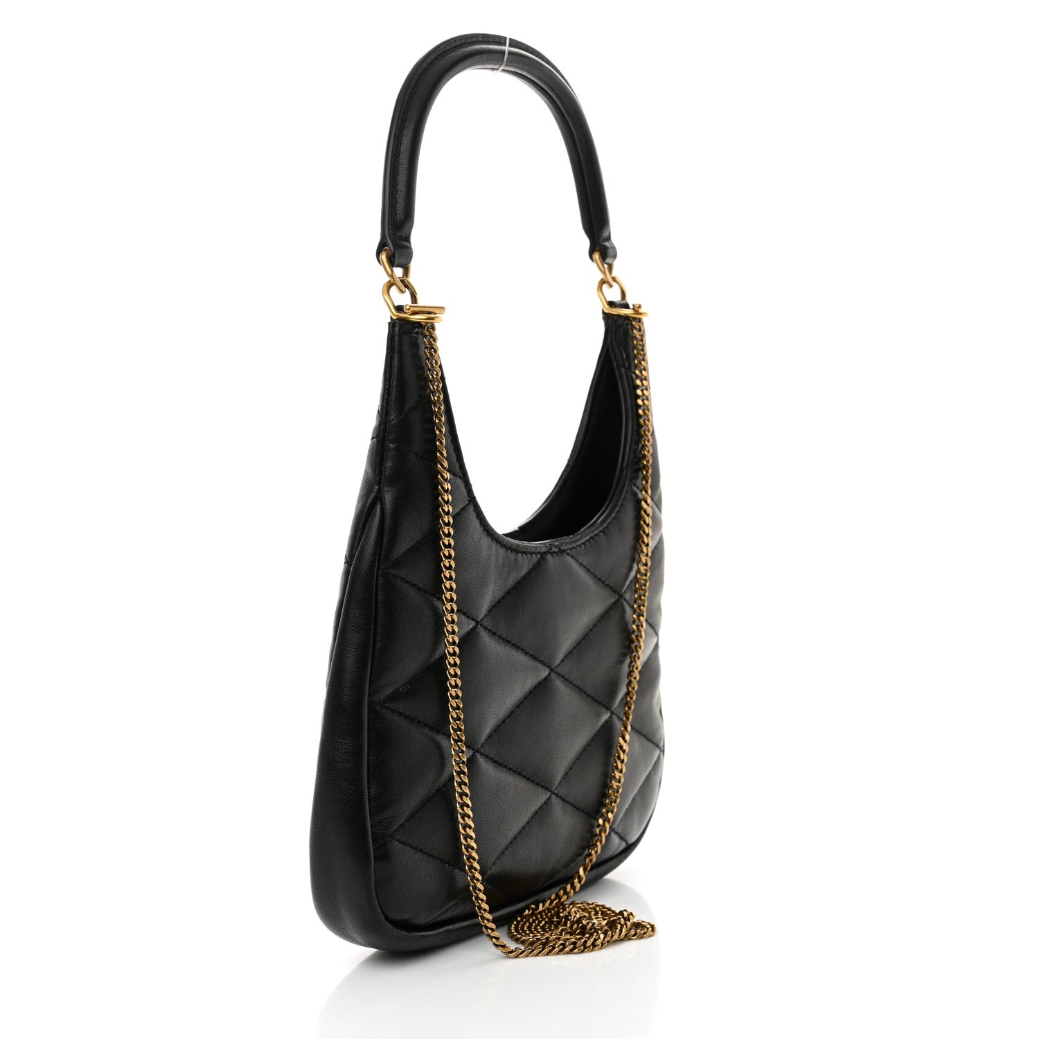 Saint Laurent Lambskin Quilted Monogram Sade Hobo Black 3 of 10
