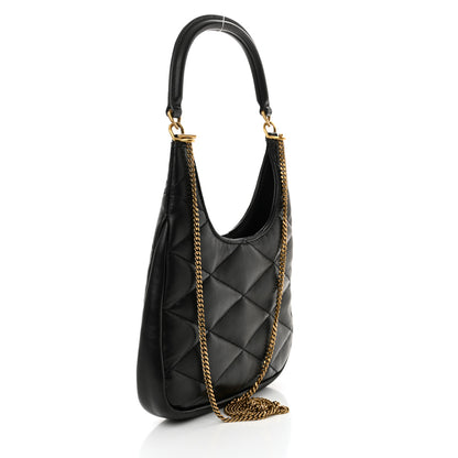 Saint Laurent Lambskin Quilted Monogram Sade Hobo Black 3 of 10
