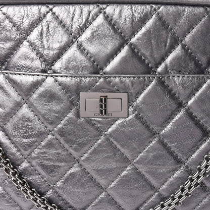 Chanel Metallic Aged Calfskin Quilted Large Reissue Camera Case Silver 8 of 10