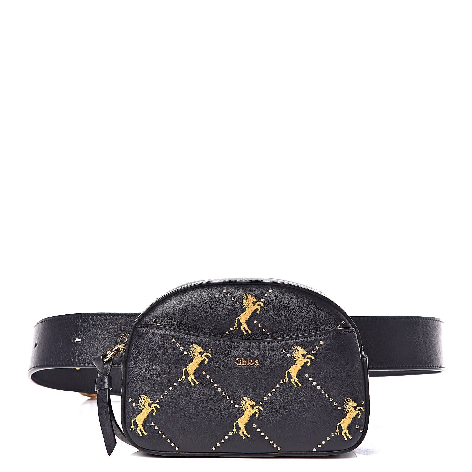 Chloe Smooth Calfskin Little Horses Embroidered Signature Belt Bag Full Blue 1 of 12