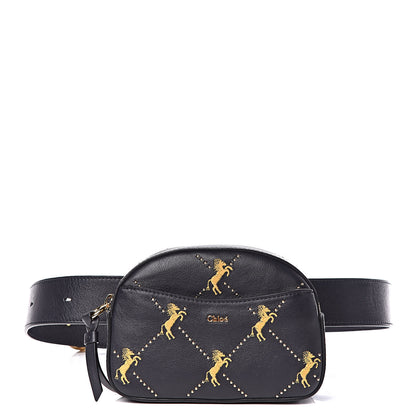 Chloe Smooth Calfskin Little Horses Embroidered Signature Belt Bag Full Blue 1 of 12