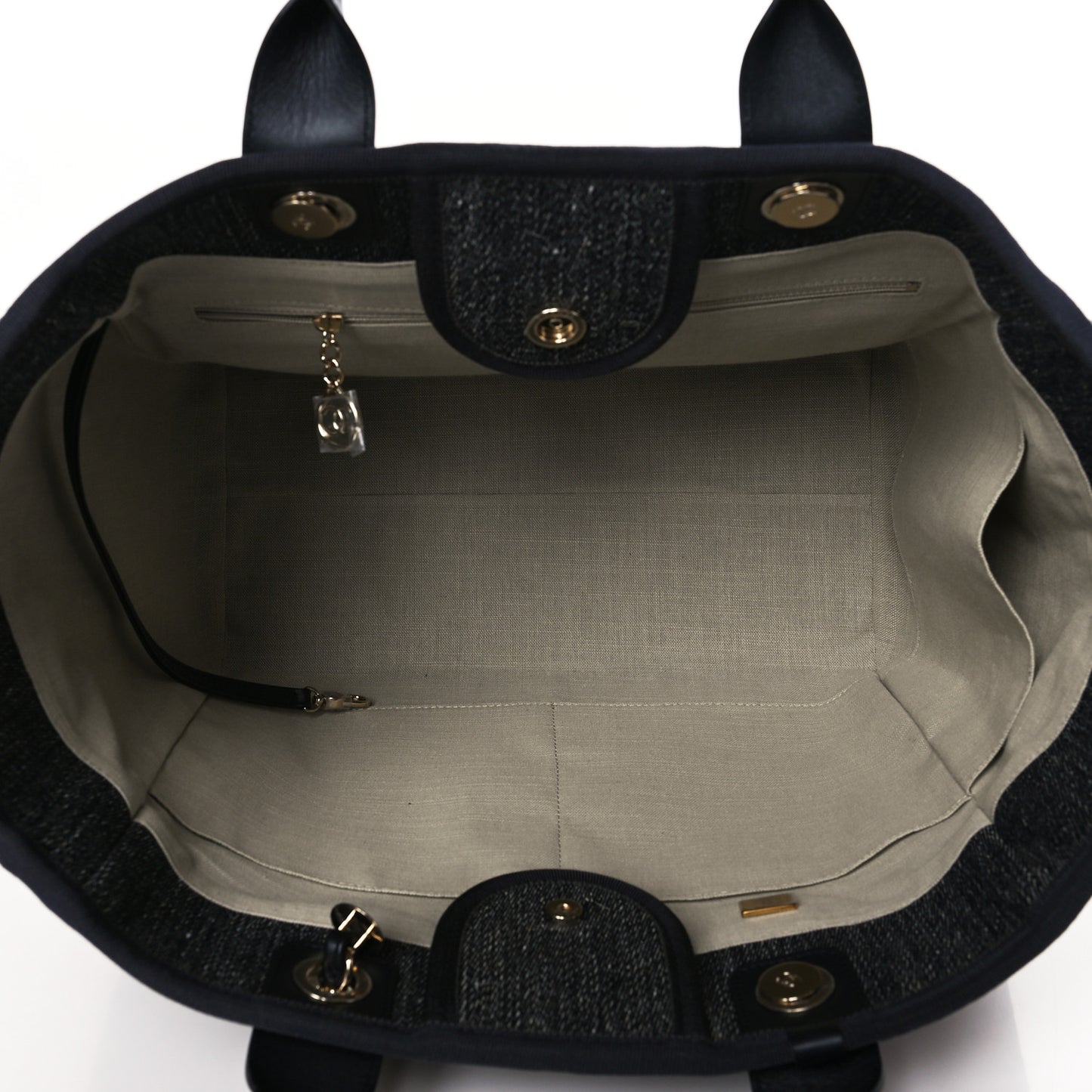 Denim Medium Deauville Tote Dark Blue White