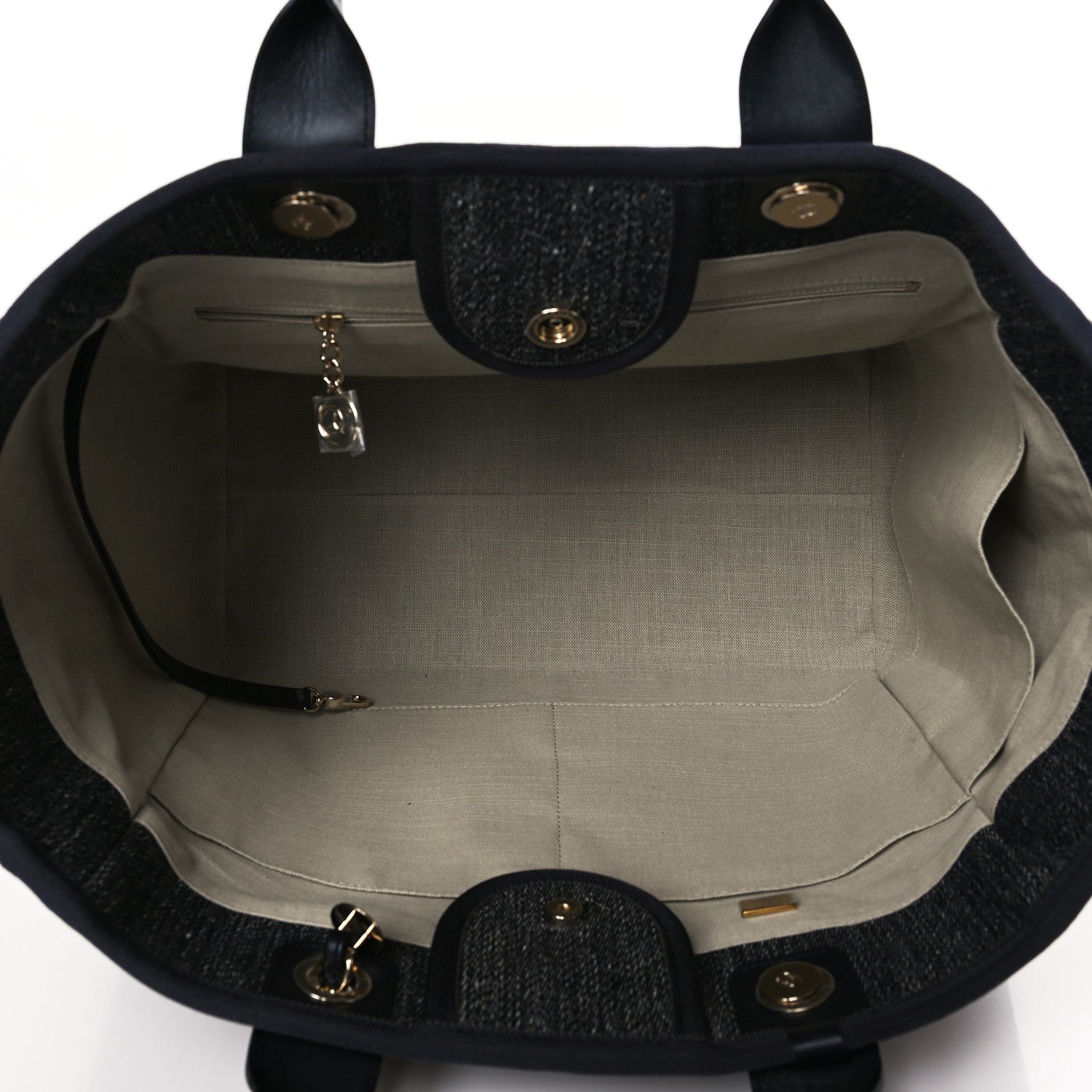 Chanel Denim Medium Deauville Tote Dark Blue White 5 of 9