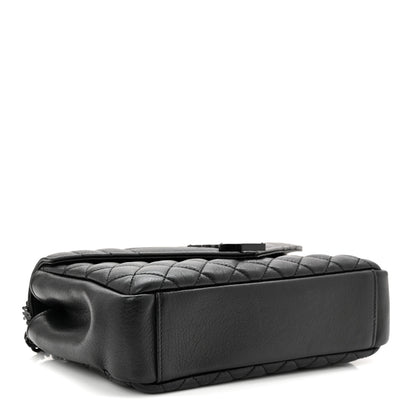 Saint Laurent Sheepskin Mixed Matelasse Triquilt Medium Monogram Monochrome College Bag Black 4 of 11