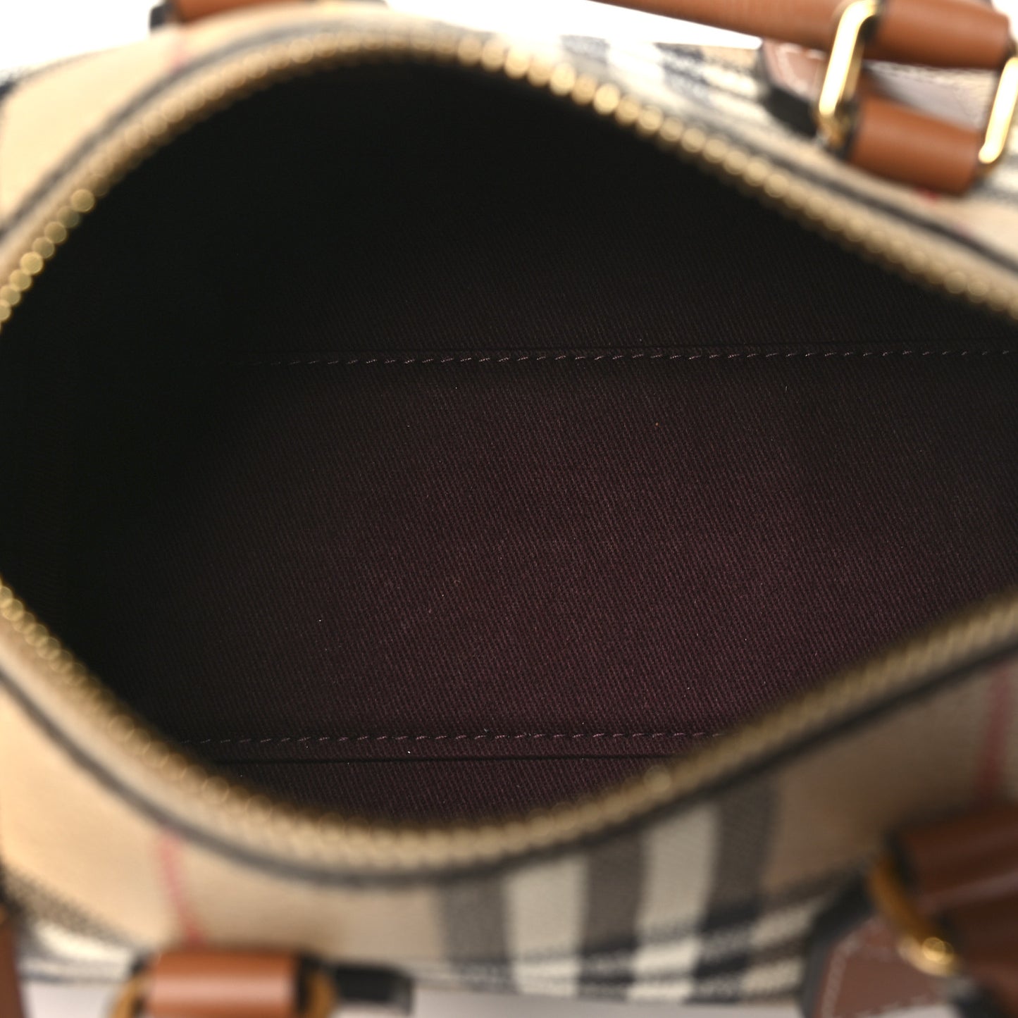 E-Canvas Vintage Check Mini Bowling Bag Briar Brown