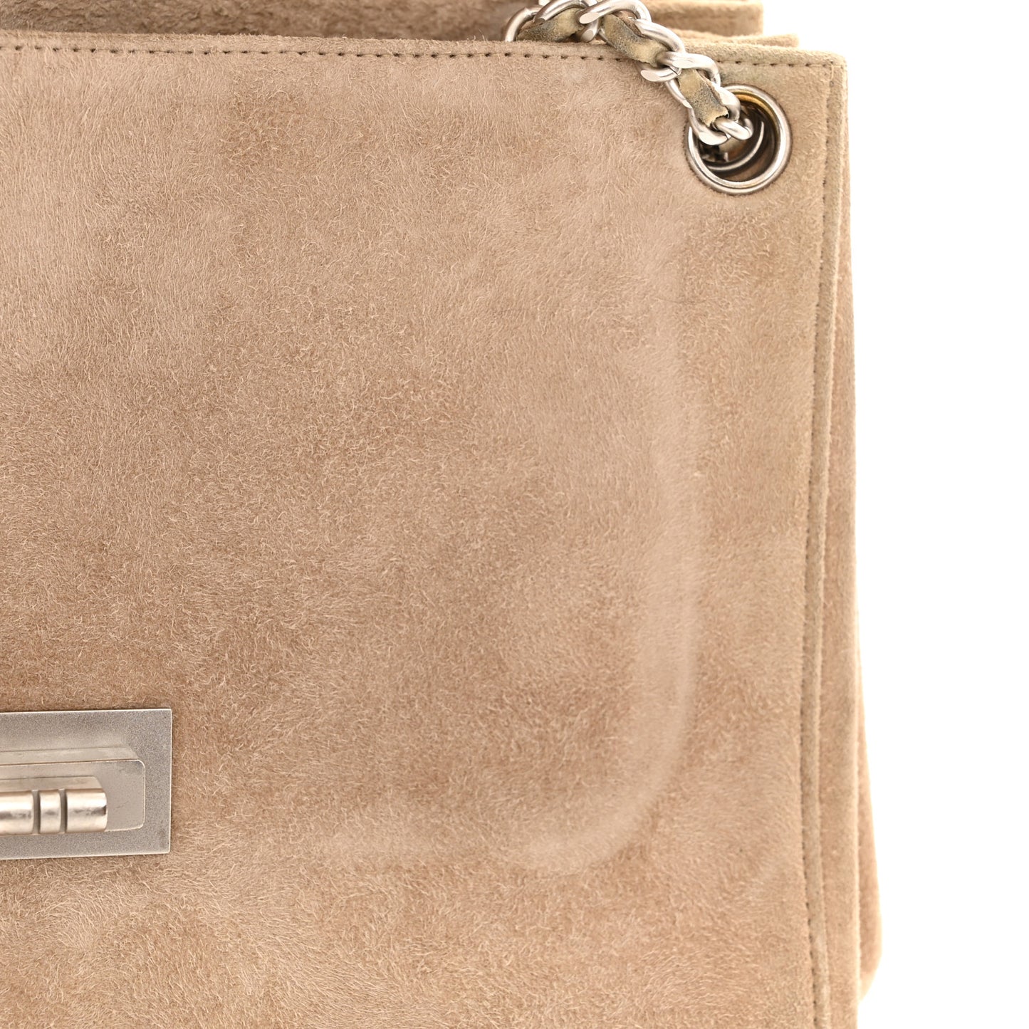 Suede Patchwork Accordion Mademoiselle Flap Beige