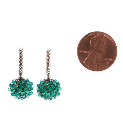 David Yurman Sterling Silver Green Onyx 26mm Osetra Earrings 2 of 3