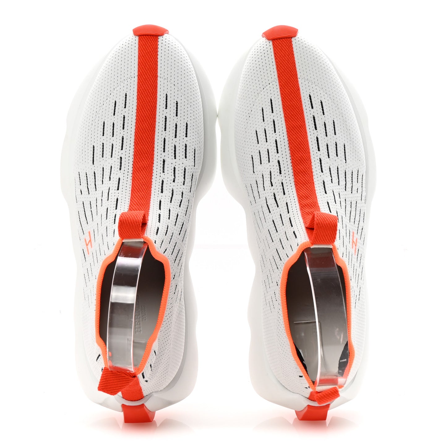 Technical Canvas Goatskin Womens Eclair Sneakers 41 White Orange