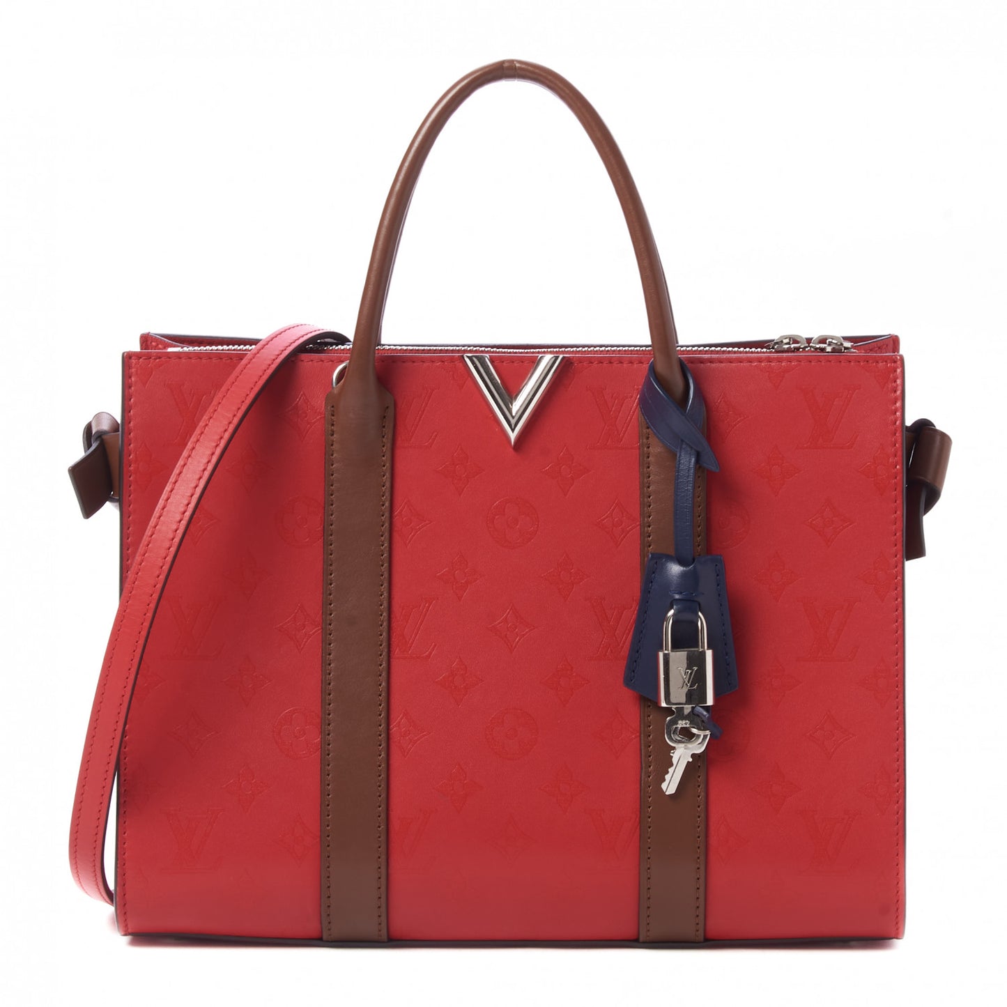 Monogram Cuir Plume Very Tote MM Rubis Noisette