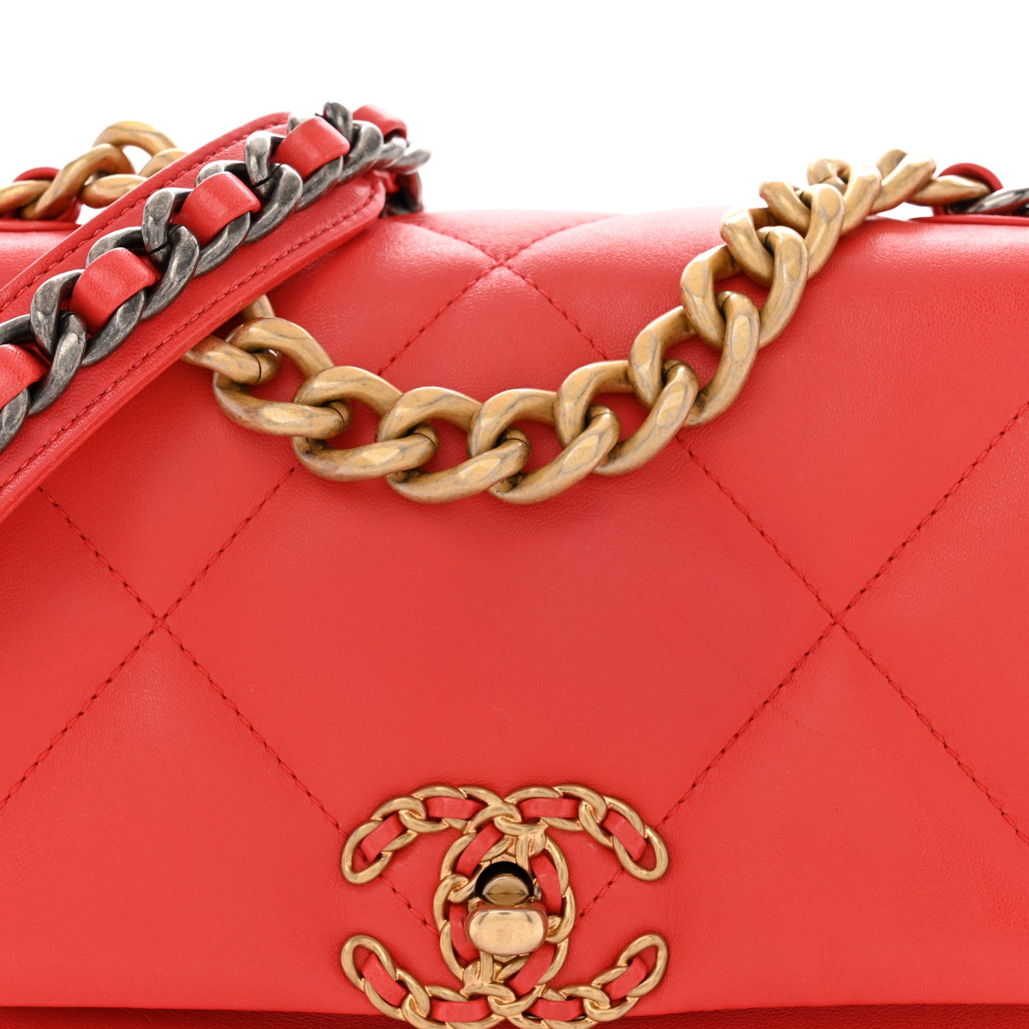 Chanel Lambskin Quilted Medium Chanel 19 Flap Red 8 of 13