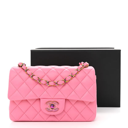 Chanel Lambskin Quilted Mini Rectangular Flap Pink Yellow 11 of 11