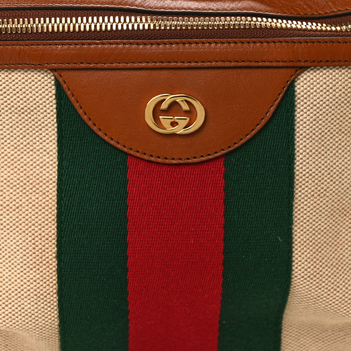 Vintage Canvas Web Belt Bag Sand Cuir
