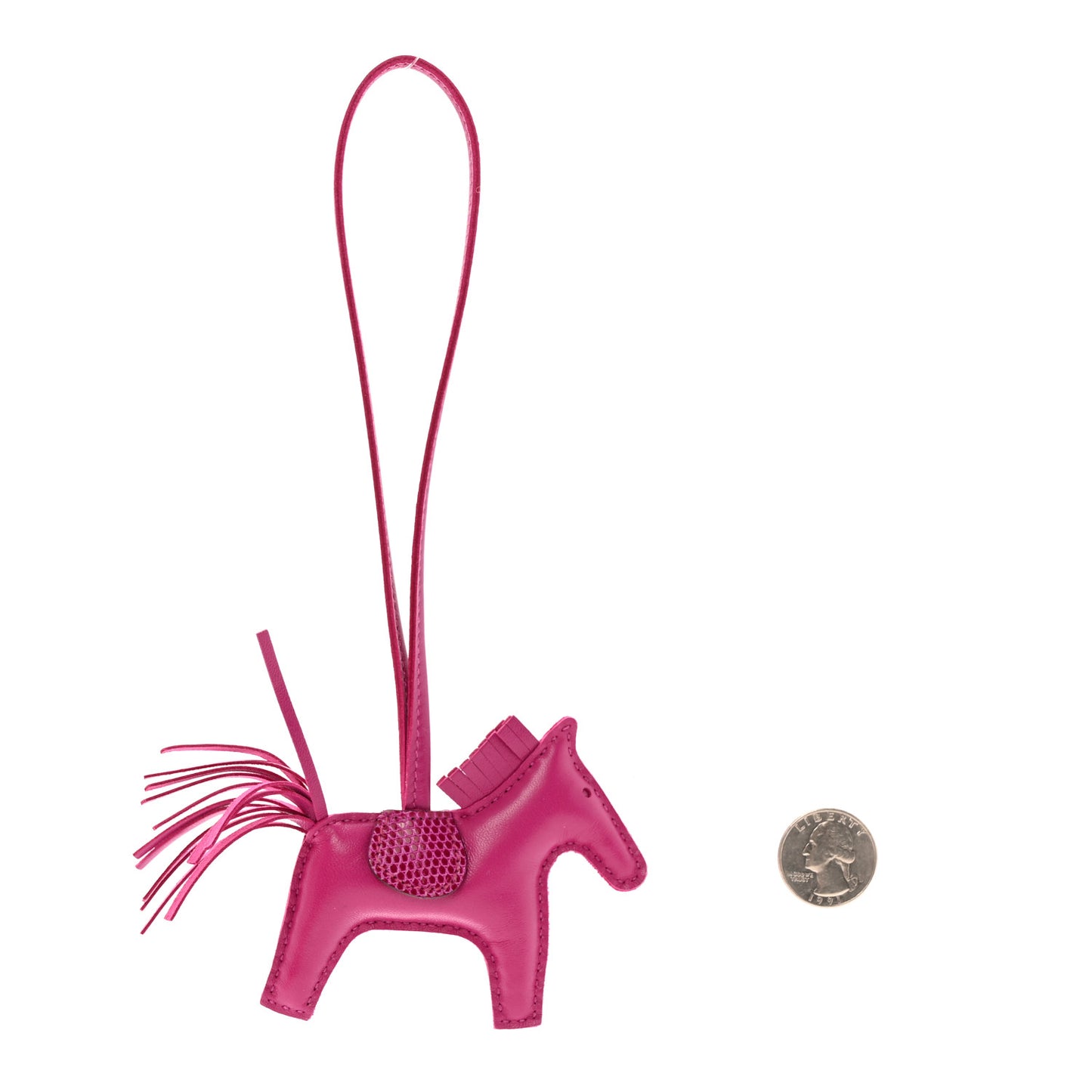 Milo Lambskin Lizard Touch Grigri Rodeo Horse Bag Charm PM Rose Pourpre