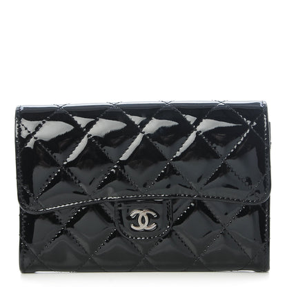 Chanel Patent Calfskin Quilted Small Flap Wallet Black 1 of 8