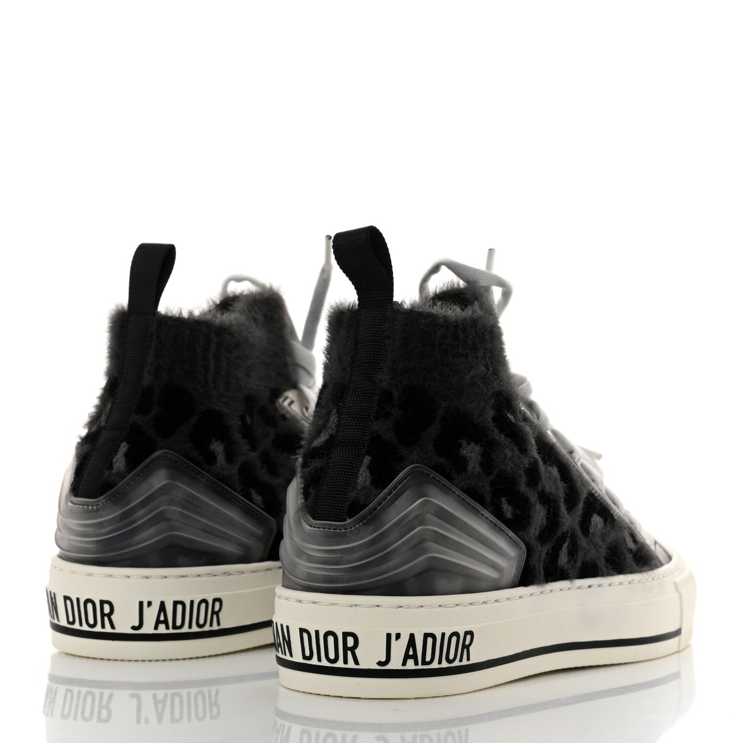 Christian Dior Furry Knit Mizza Walk'n Dior High Top Sneakers 36 Grey Multicolor 4 of 9