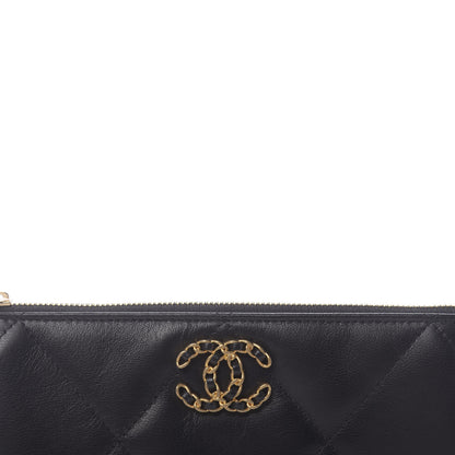 Chanel Shiny Goatskin Quilted Small Chanel 19 Pouch With Handle Black 10 of 10