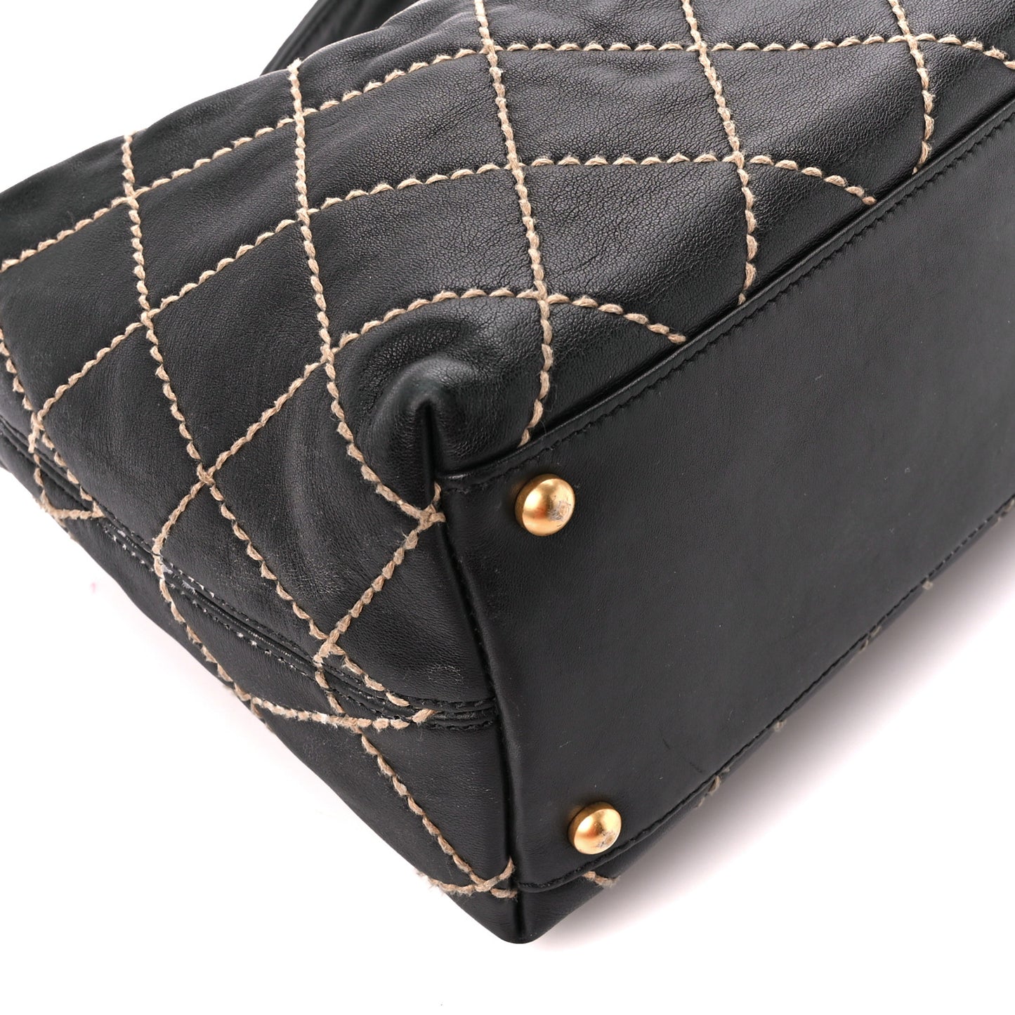 Calfskin Wild Stitch Surpique Hobo Black