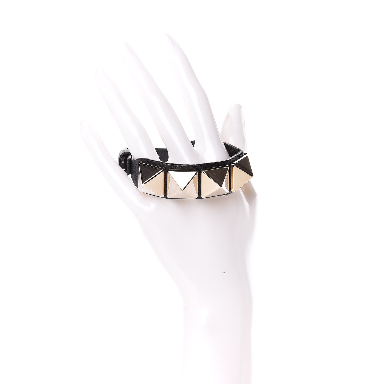 Valentino Garavani Calfskin Macro Rockstud Bracelet Black 2 of 7