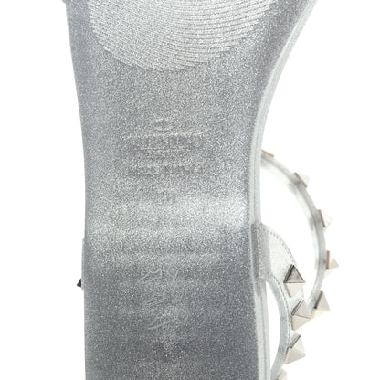 Valentino Garavani PVC Jelly Glitter Rockstud Caged Sandals 38 SIlver 9 of 10