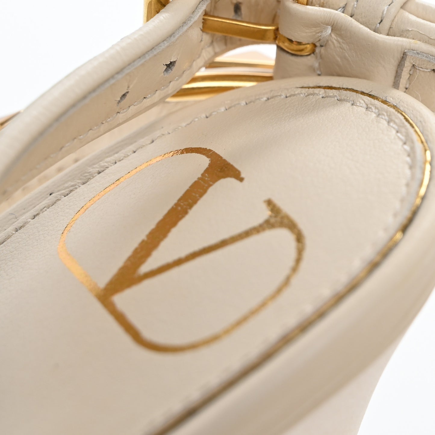 Calfskin Rockstud No Limit High-Heel Sandals 39.5 Light Ivory
