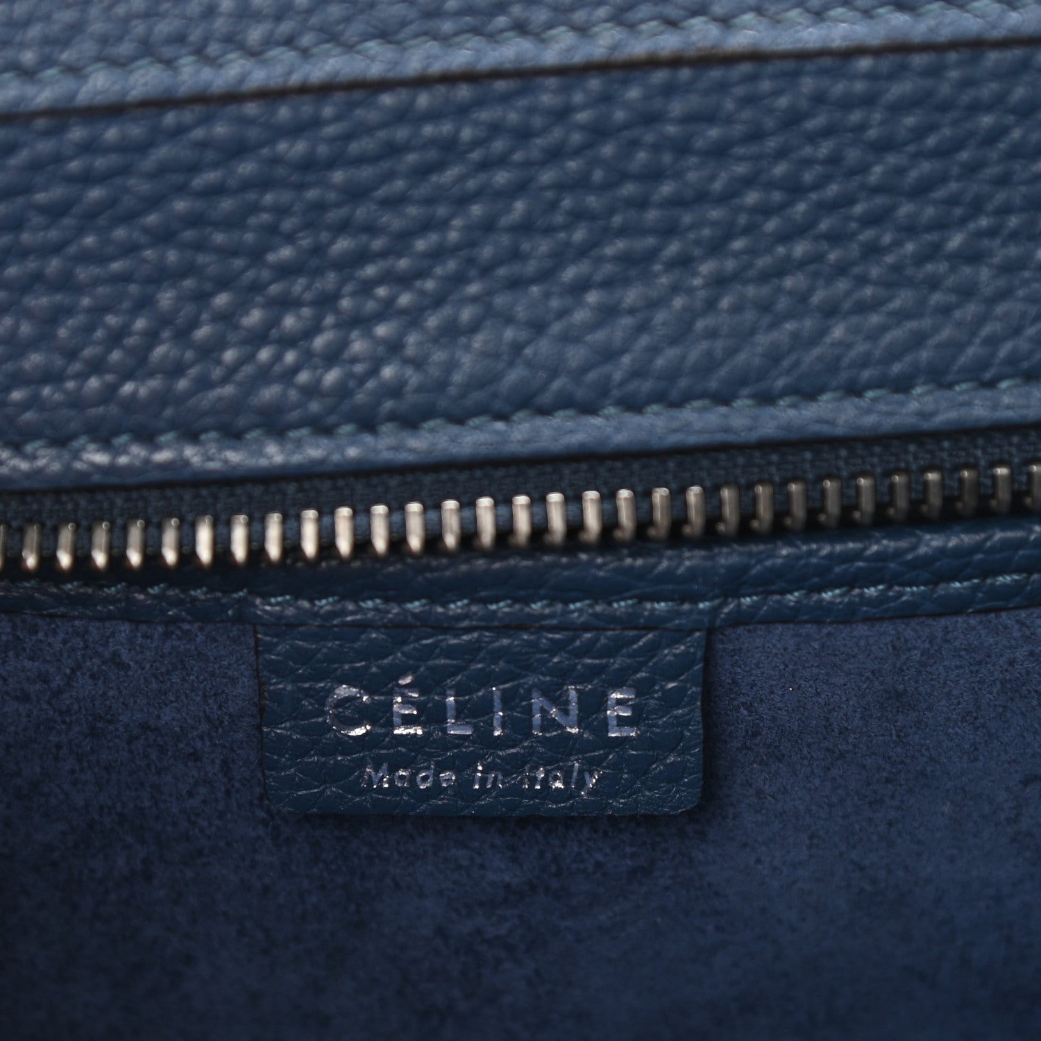 Celine Drummed Calfskin Nano Luggage Petrol 6 of 14