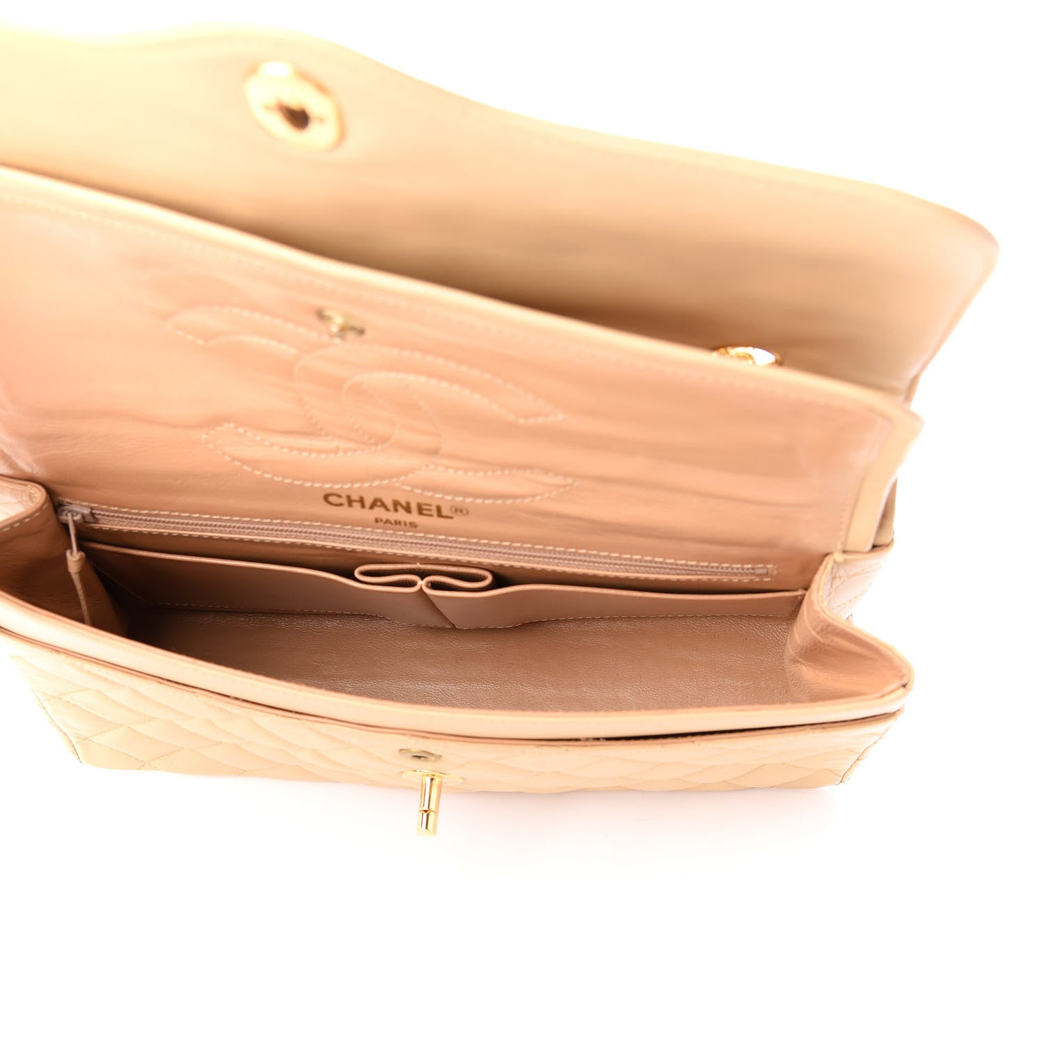 Chanel Lambskin Quilted Medium Double Flap Beige 5 of 11