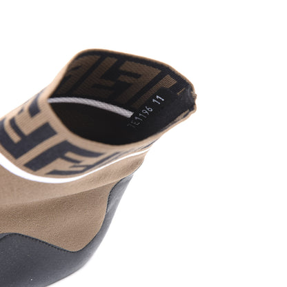 Fendi Stretch Knit Jacquard FF Reloaded Mens High Top Sock Sneakers 11 Tobacco Black 8 of 9