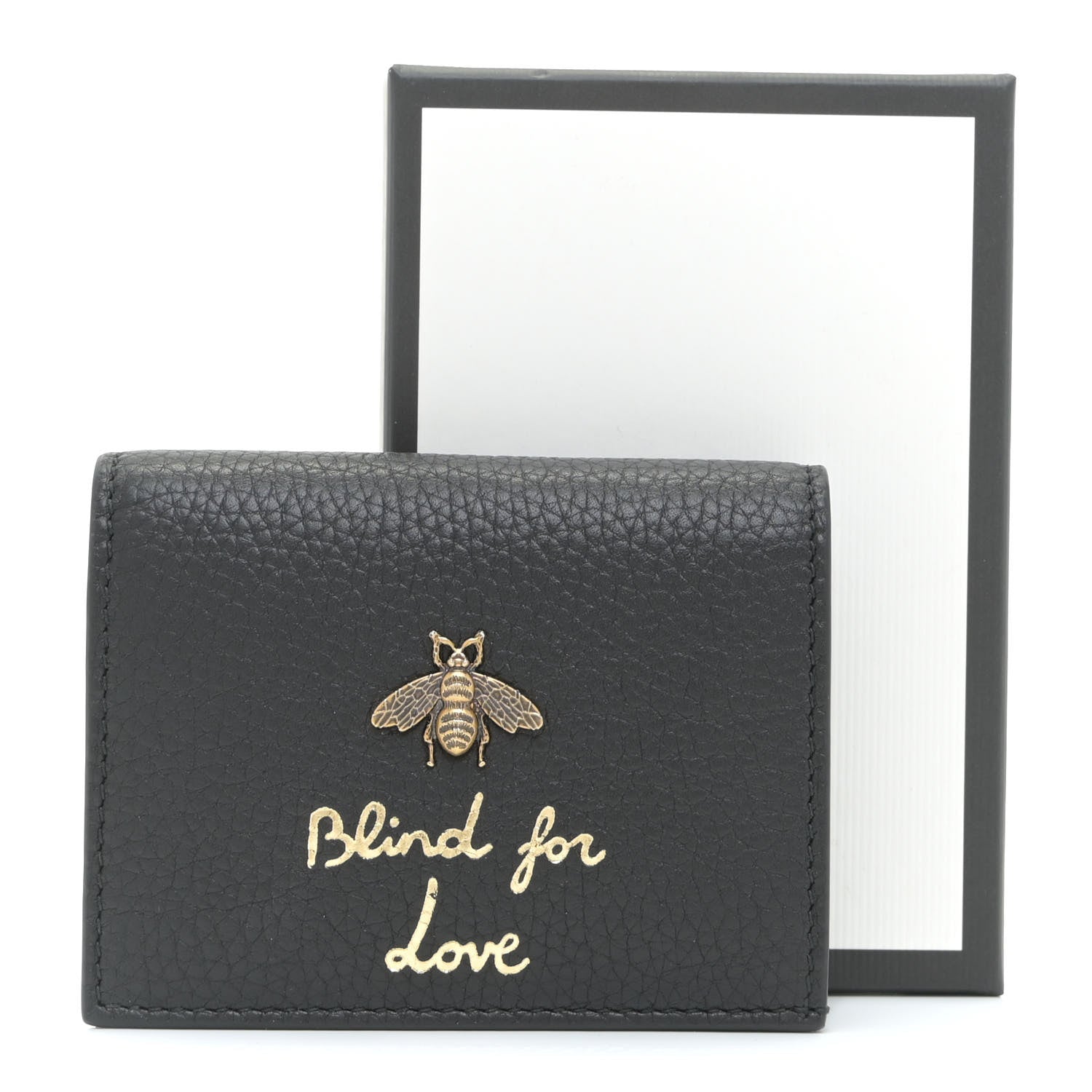 Gucci Pebbled Calfskin Animalier Card Case Black 20 of 20