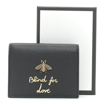 Gucci Pebbled Calfskin Animalier Card Case Black 20 of 20