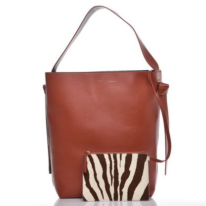 Celine Shiny Smooth Calfskin Zebra Printed Calf Hair Small Twisted Cabas Chalk Brick 6 of 12