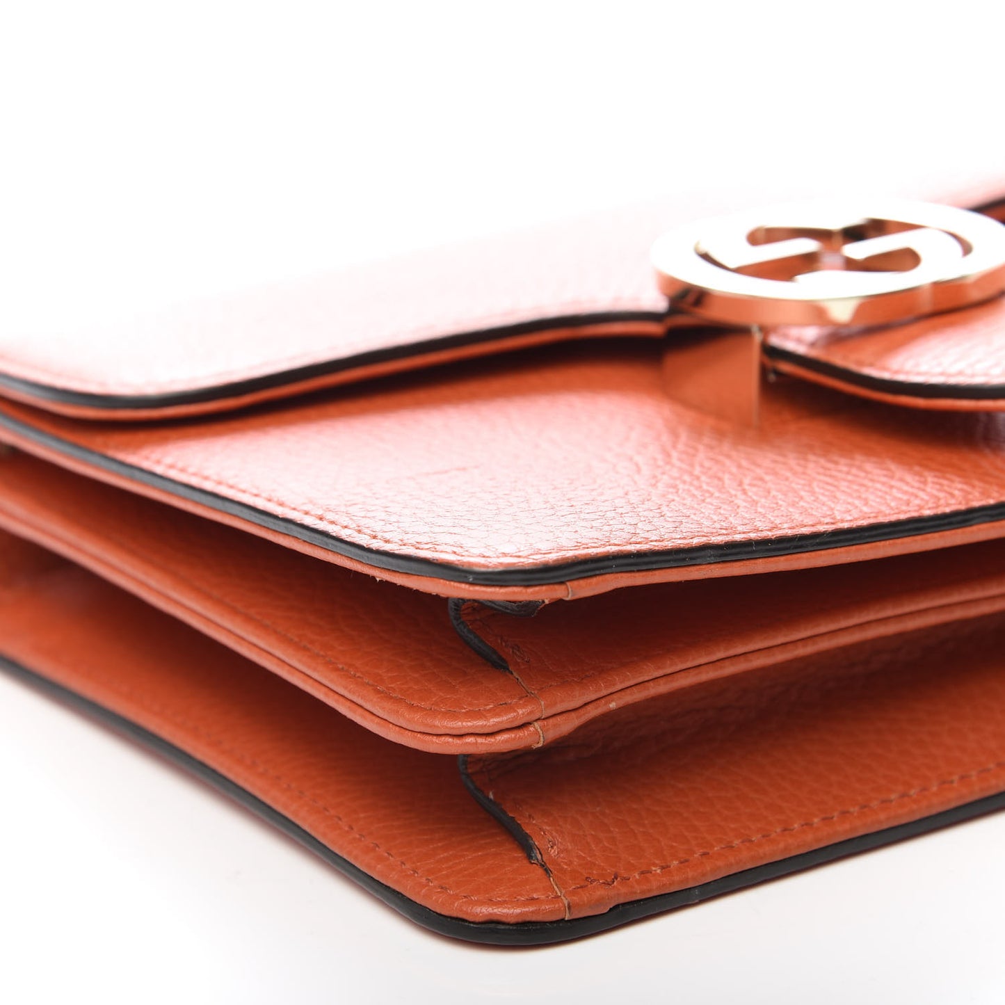 Dollar Calfskin Small Interlocking G Shoulder Bag Sun Orange