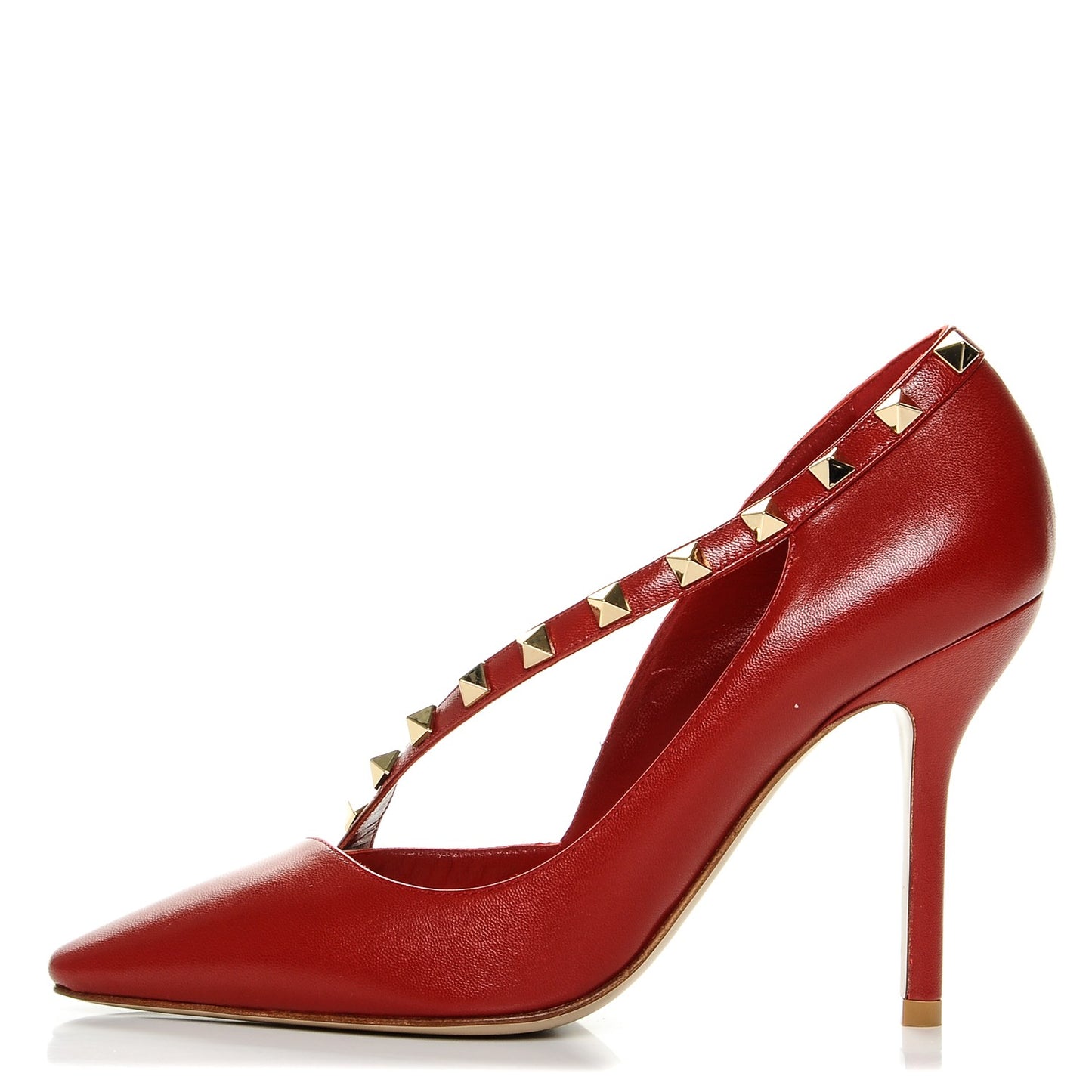 Nappa Rockstud Cross Strap D'Orsay 105mm Pumps 36.5 Rosso Valentino